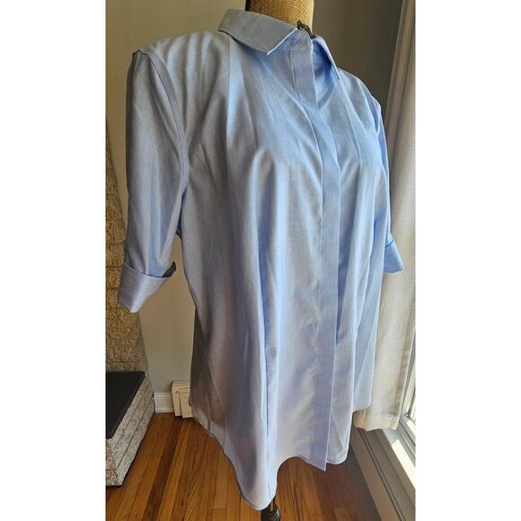 Talbots Short Sleeve 100% Cotton Blue Button Down Shirt, Womens Sz 16, NEW, NWT - Picture 5 of 11